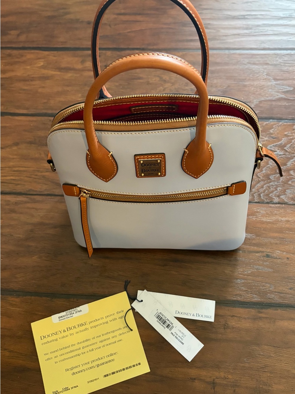 Dooney & Bourke Glacier Blue Domed Satchel Leather Satchel with Red Interior